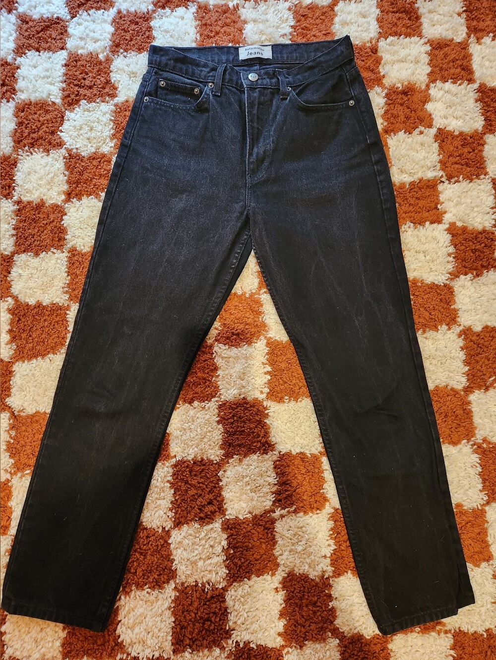Reformation Women's Julia Crop High Cigarette Black Wash Jeans